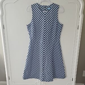 J. McLaughlin Black and Blue Chevron Dress